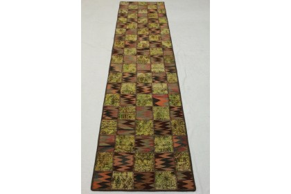 Patchwork Rug Runner Green Brown in 310x80cm (6 / 7)