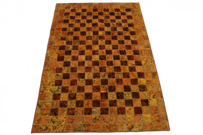 Patchwork Teppich Rot Curry in 250x160cm