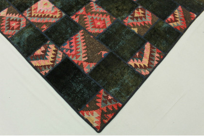 Patchwork Rug Rose Olive in 240x180cm (2 / 4)