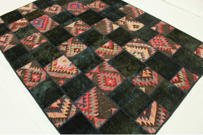 Patchwork Rug Rose Olive in 240x180cm (4 / 4)
