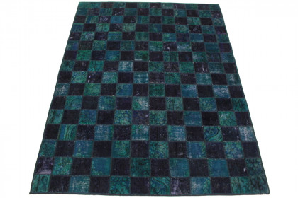 Patchwork Teppich Blau Türkis in 250x180cm