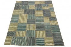 Kilim Patchwork Rug Blue Beige in 230x170cm