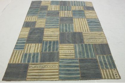 Kilim Patchwork Rug Blue Beige in 230x170cm (3 / 10)