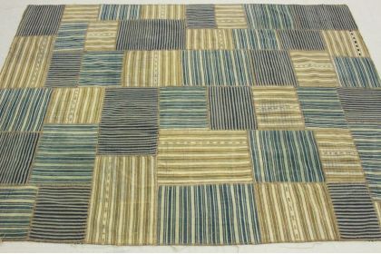 Kilim Patchwork Rug Blue Beige in 230x170cm (6 / 10)