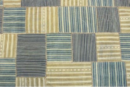 Kilim Patchwork Rug Blue Beige in 230x170cm (7 / 10)