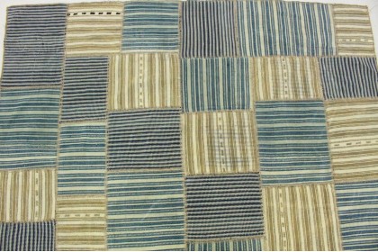 Kilim Patchwork Rug Blue Beige in 230x170cm (8 / 10)