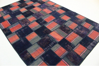 Patchwork Teppich Rot Lila Grau in 300x200cm (2 / 3)