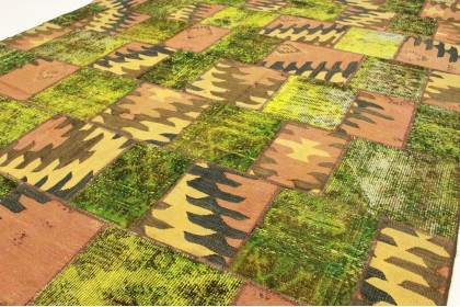 Patchwork Rug Green Rose in 300x200cm (5 / 5)