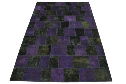 Patchwork Teppich Lila Oliv in 310x200cm