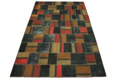Patchwork Teppich Rot Beige Oliv in 310x200cm