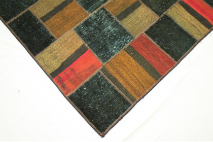 Patchwork Teppich Rot Beige Oliv in 310x200cm (3 / 4)