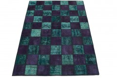 Patchwork Rug Purple Turquoise in 200x140cm