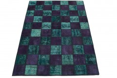 Patchwork Rug Purple Turquoise in 200x140cm