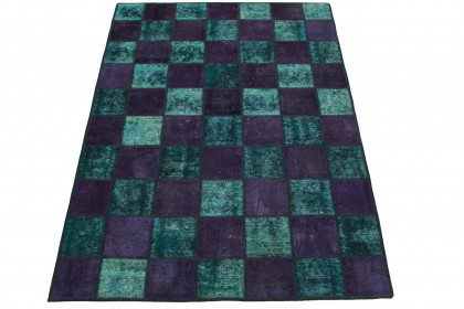 Patchwork Teppich Lila Türkis in 200x140cm