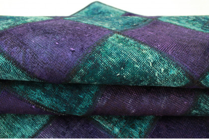 Patchwork Rug Purple Turquoise in 200x140cm (2 / 5)