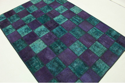 Patchwork Rug Purple Turquoise in 200x140cm (3 / 5)