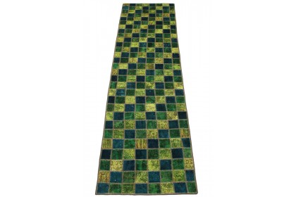 Patchwork Rug Runner Green in 300x80cm