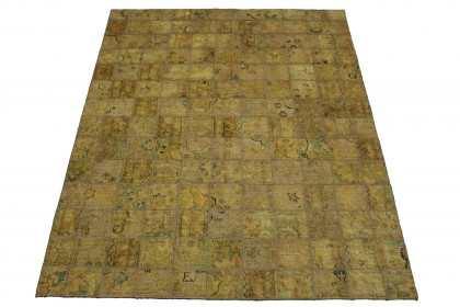 Patchwork Teppich Beige in 210x160cm