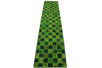 Patchwork Rug Runner Green in 300x70cm