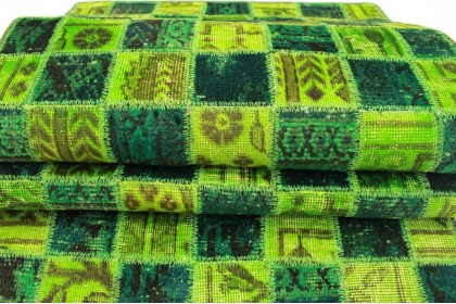 Patchwork Rug Runner Green in 300x70cm (4 / 9)
