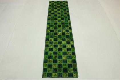 Patchwork Rug Runner Green in 300x70cm (6 / 9)