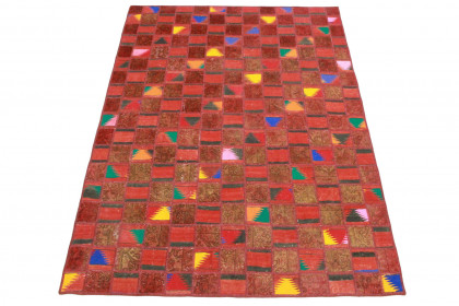 Patchwork Teppich Rot in 280x190cm
