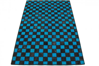 Patchwork Teppich Blau Schwarz in 250x160cm