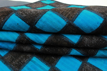 Patchwork Teppich Blau Schwarz in 250x160cm (5 / 5)