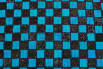 Patchwork Teppich Blau Schwarz in 250x160cm (2 / 5)