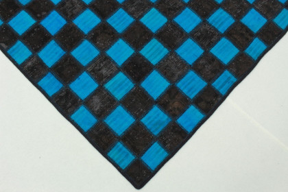 Patchwork Teppich Blau Schwarz in 250x160cm (4 / 5)
