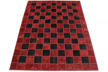 Patchwork Teppich Rot Schwarz in 230x160cm