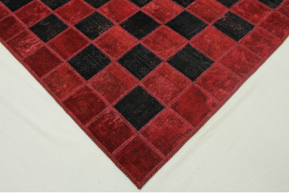 Patchwork Teppich Rot Schwarz in 230x160cm (3 / 4)
