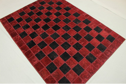 Patchwork Teppich Rot Schwarz in 230x160cm (4 / 4)