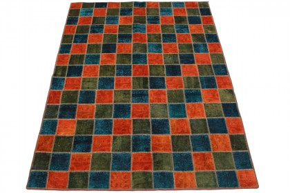Patchwork Teppich Orange Blau in 230x170cm
