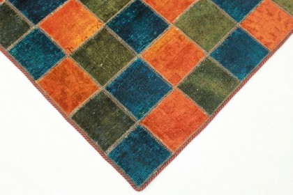 Patchwork Rug Orange Blue in 230x170cm (2 / 5)