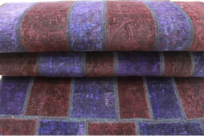 Patchwork Rug Runner Red Purple in 300x80cm (6 / 9)