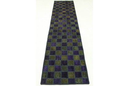 Patchwork Rug Runner Purple Olive in 300x70cm (3 / 9)