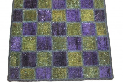 Patchwork Rug Runner Purple Olive in 300x70cm (4 / 9)