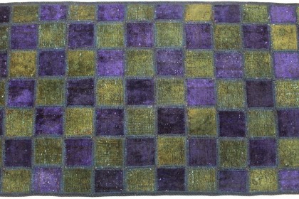 Patchwork Rug Runner Purple Olive in 300x70cm (6 / 9)