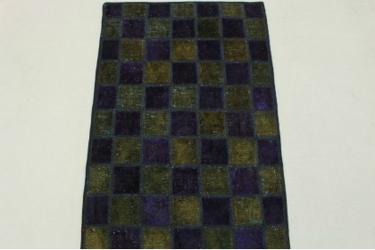 Patchwork Rug Runner Purple Olive in 300x70cm (7 / 9)