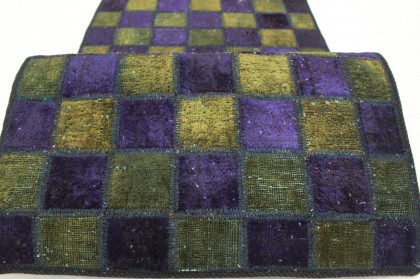 Patchwork Rug Runner Purple Olive in 300x70cm (8 / 9)
