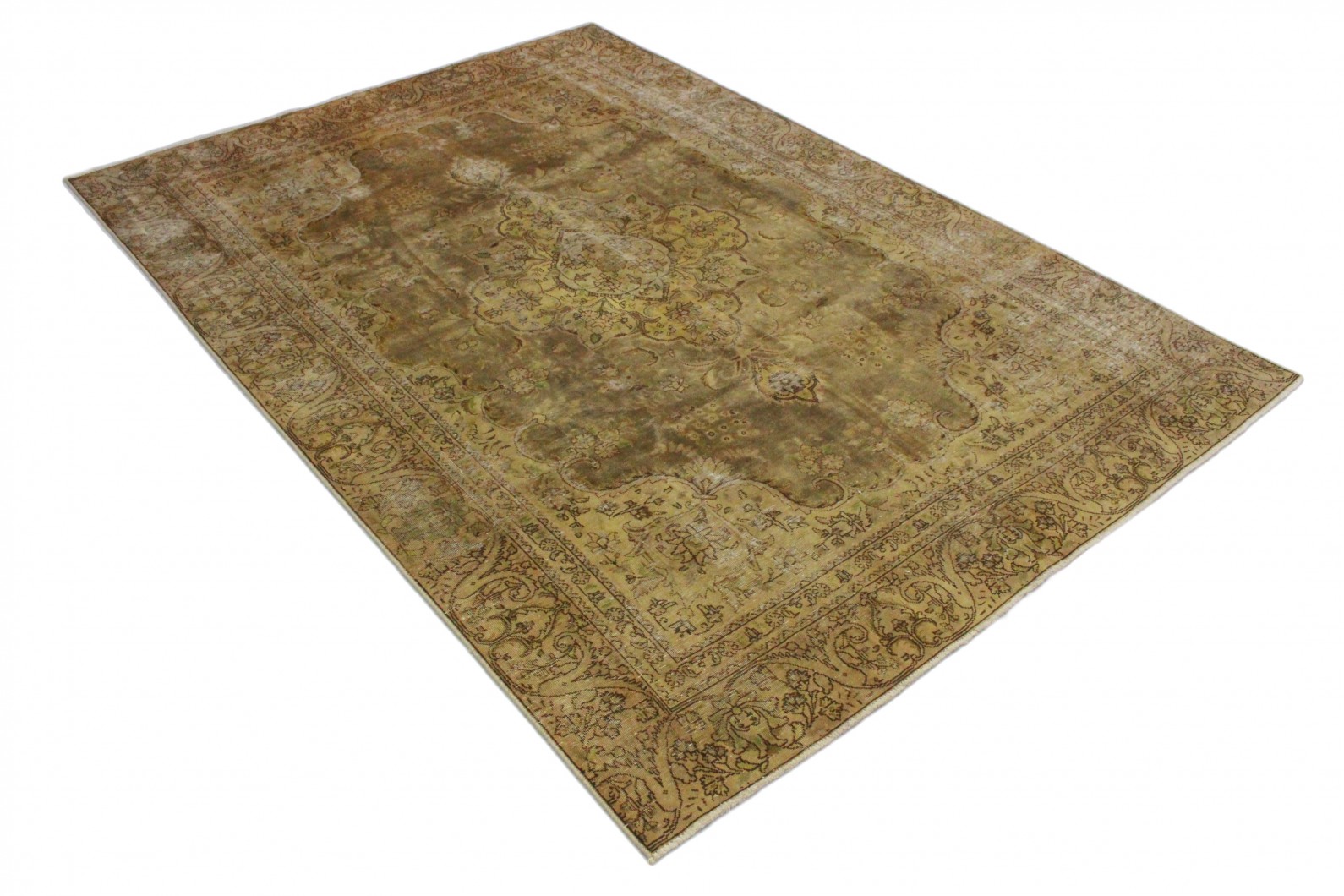 Tapis Oriental Mogul ivoire noué à la main, unique en son genre En