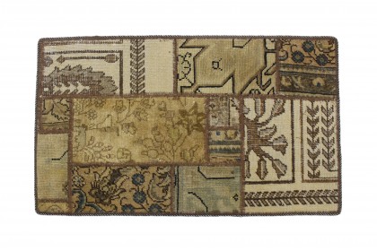 Patchwork Teppich Beige in 90x60