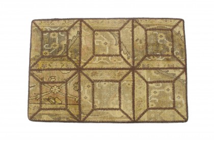 Patchwork Rug Beige Yellow in 90x60