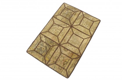 Patchwork Rug Beige Yellow in 90x60 (2 / 2)