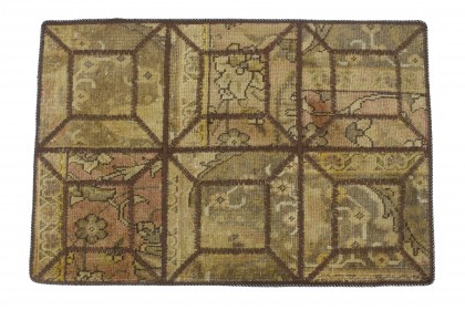 Patchwork Rug Beige Yellow in 90x60