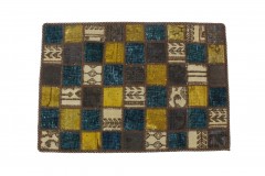 Patchwork Teppich Türkis Beige in 90x60