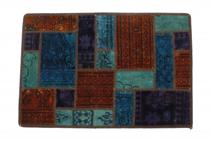 Patchwork Rug Turquoise Red in 90x60
