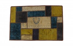Patchwork Teppich Beige Türkis in 90x60