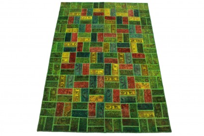 Patchwork Rug Green Red Yellow in 250x160cm
